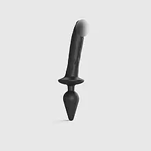 Анальна пробка з дилдо 2в1 Strap-On-Me SWITCH PLUG-IN REALISTIC DILDO Black L, діаметр 4,5/3,4 см