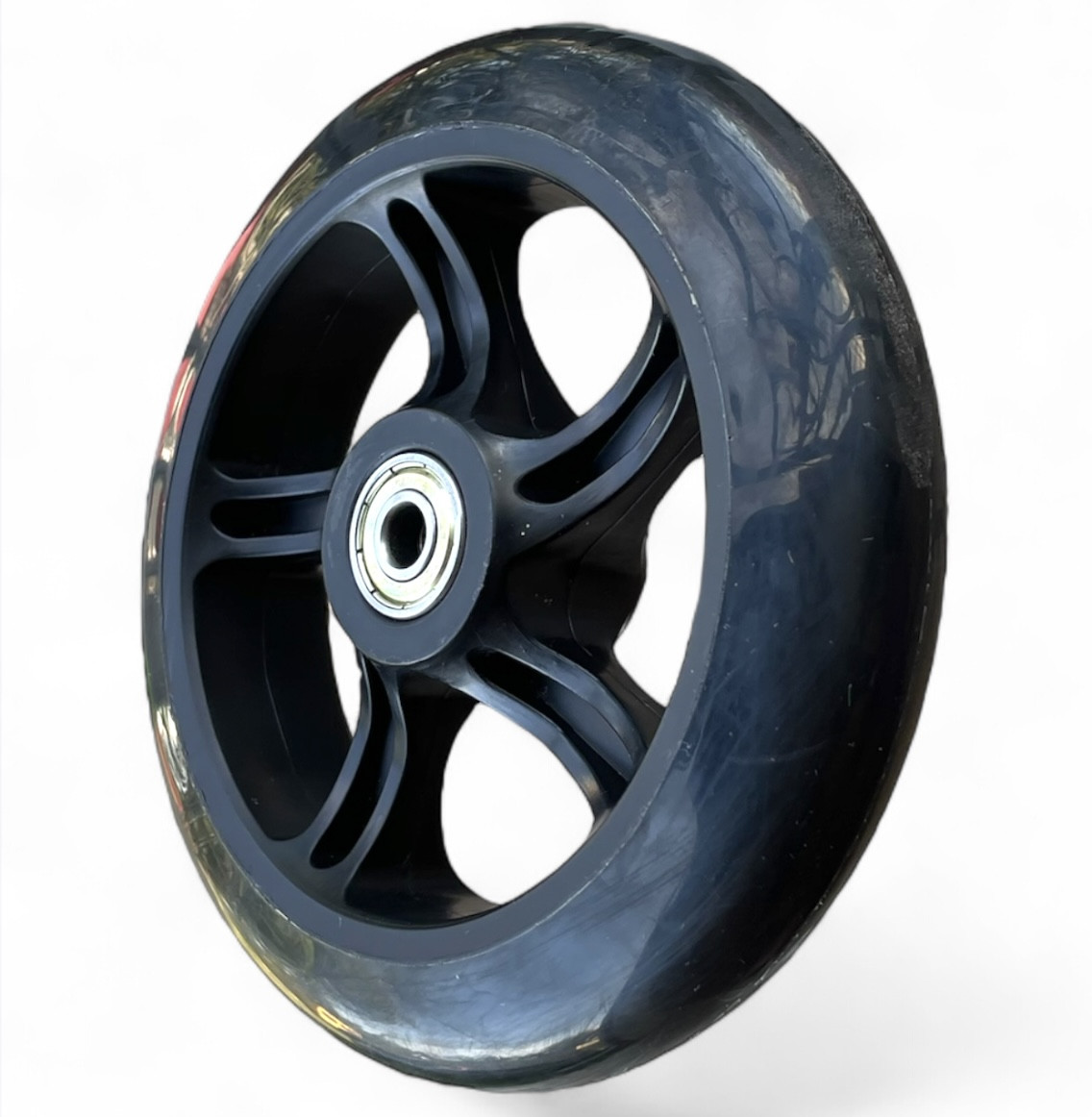 Колесо для самоката 145 мм × 30 мм, PU, з підшипниками 608, чорне, фото 1