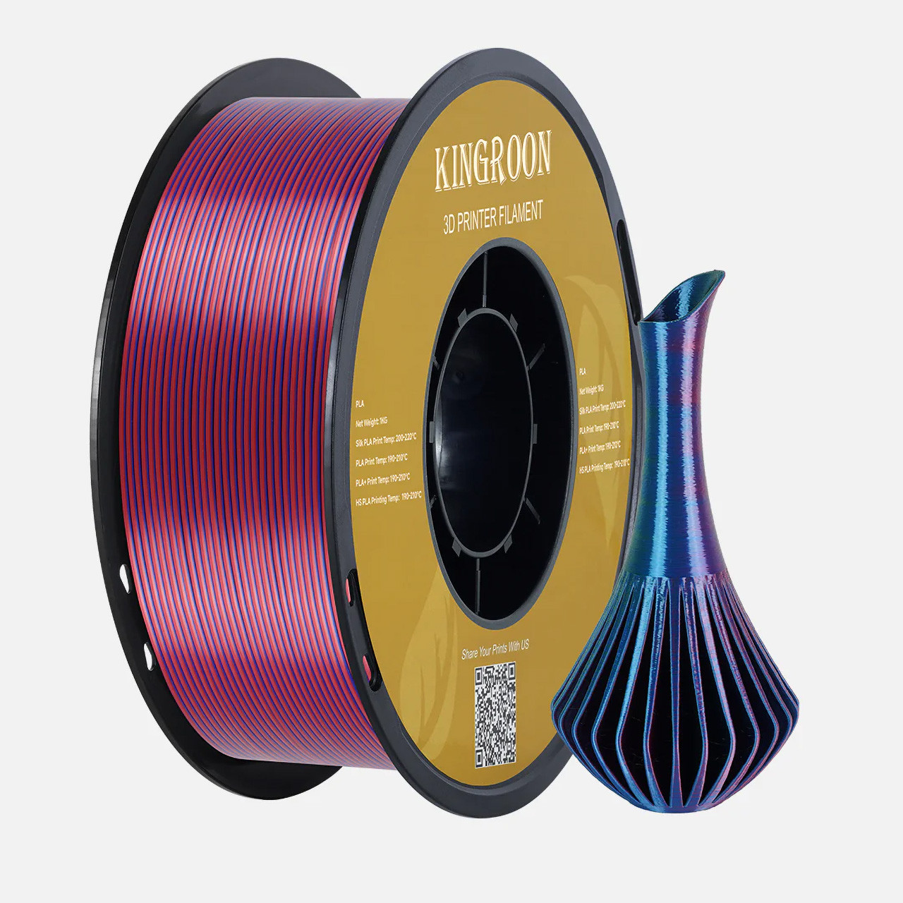 Пластик філамент KINGROON Silk PLA Gold Purple RedBlue