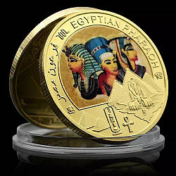 Пам'ятна сувенірна монета Єгипетська цариця Нефертіті й фараони із серіїувальники Єгипту