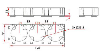 Кронштейн модульний для акумуляторів типу 33140  (потрійний), фото 3