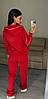 Спортивний жіночий костюм Puma тійка широкі штани палаццо мастерка та футболка червоний (Пума трикотаж Туреччина), фото 3