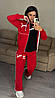 Спортивний жіночий костюм Puma тійка широкі штани палаццо мастерка та футболка червоний (Пума трикотаж Туреччина), фото 4