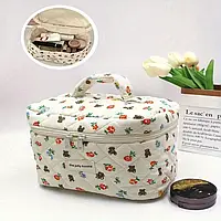 Косметичка с Цветочным Медведем в Горошек - Большой Объем, Органайзер для Туалетных Принадлежностей на Путешес