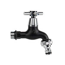 Кран кульовий РЗ 1/2", штуцер під шланг 3/4", 
ніпель латунь хромована / чорна, GKK0T1234BK