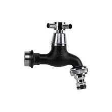 Кран кульовий РЗ 3/4", штуцер під шланг 3/4", 
ніпель латунь хромована / чорна, GKK0T3434BK