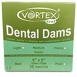 Листи/хустинки для кофердаму, Dental Dams Vortex, середні зелені, фото 3