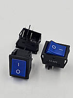 Кнопка ON/OF 19*30, прямокутна, синя 12-24V 20A