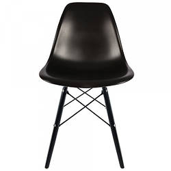 Стілець для кафе та офісу Тауер Вуд чорний пластик дерев'яні ніжки Стільчик для клієнта без регулювання