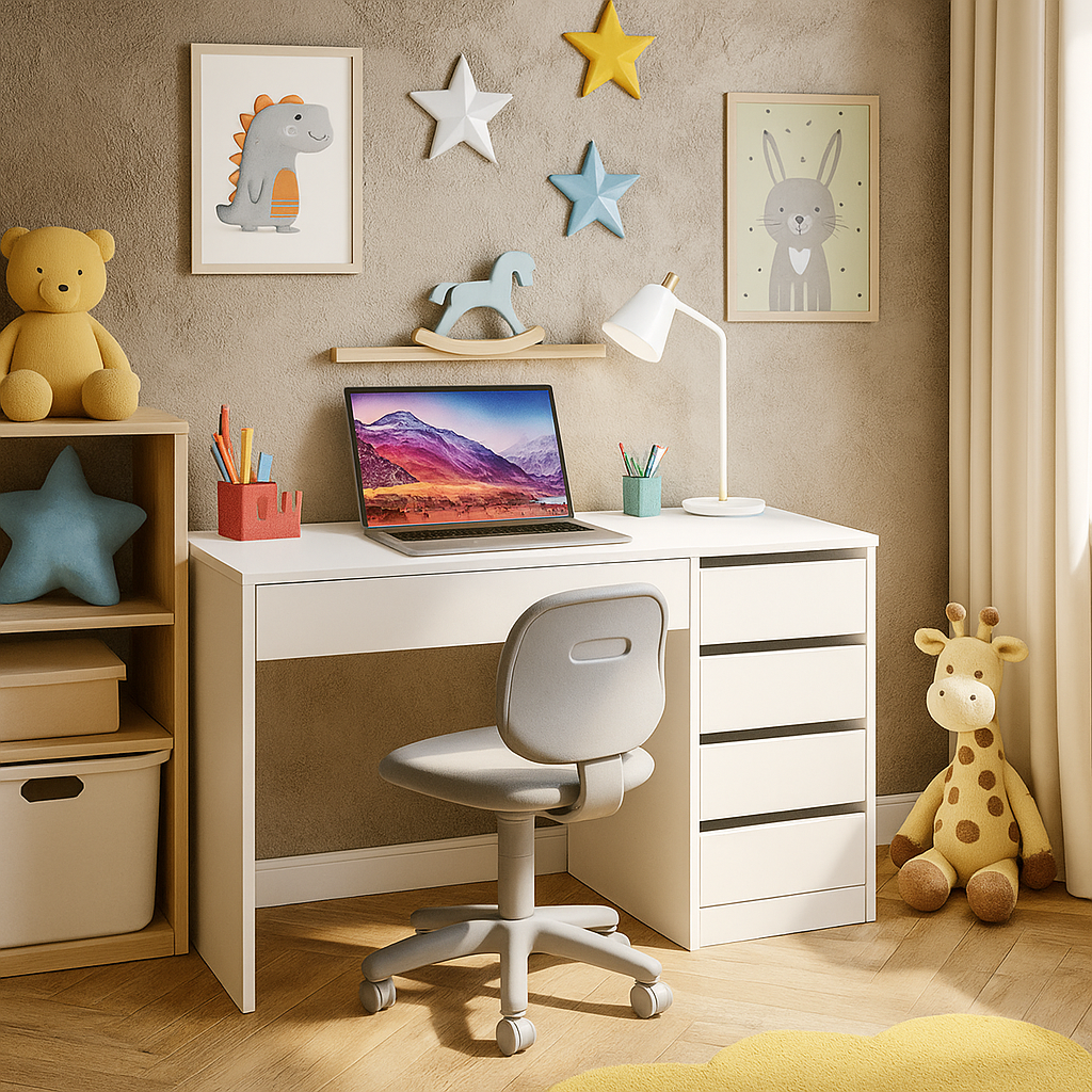 Сучасний учнівський білий письмовий стіл з шухлядами для школяра дитини дівчинки підлітка 110 см Профі