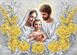 Схема вишивання бісером на габардині Бісер Арт Червона сімейства в серебрі та золоті 30х40-В734