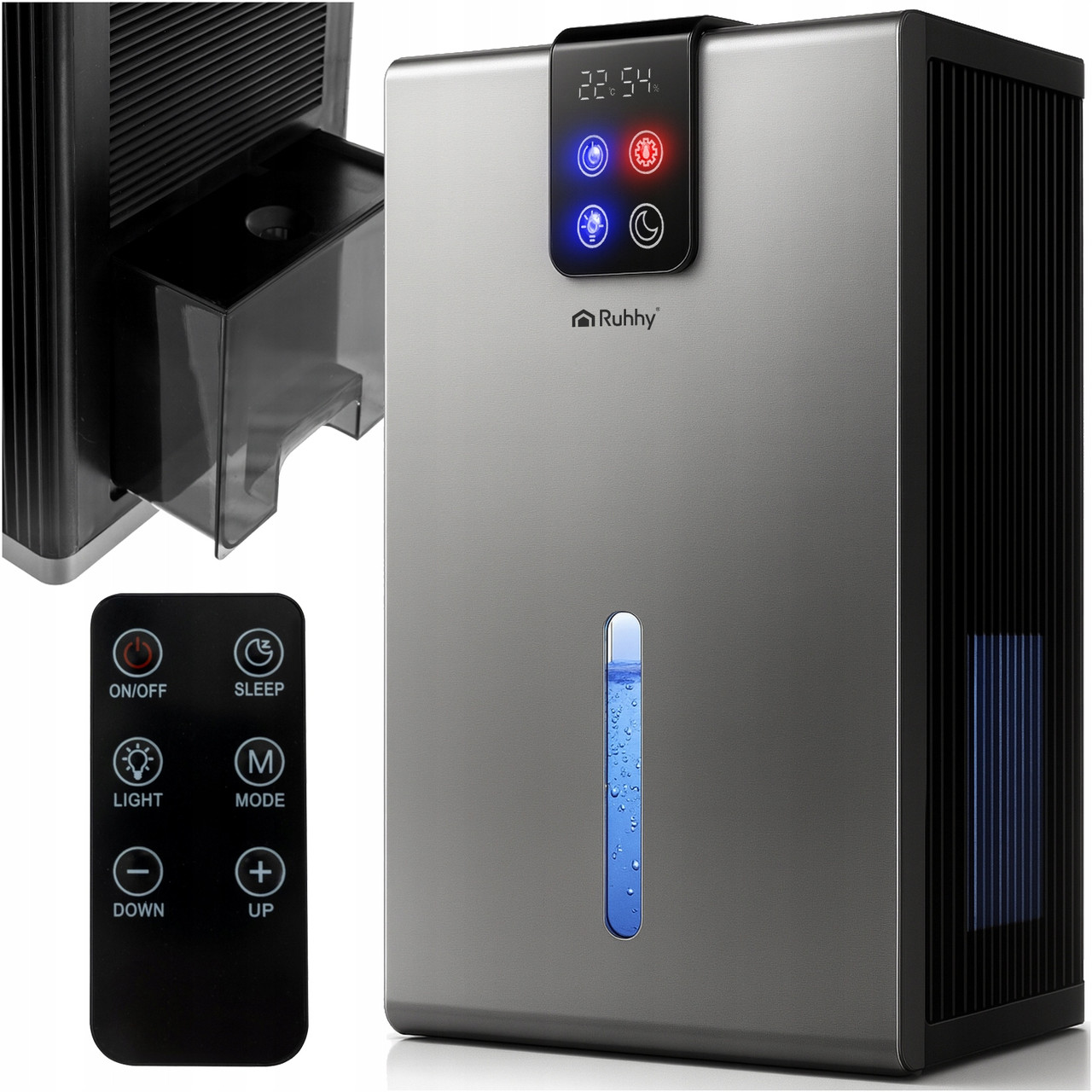 Осушувач повітря Ruhhy 26496 — 90 Вт, 2,2 л бак, LED, гігростат, дистанційне управління, фото 1
