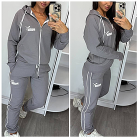 Спортивний жіночий костюм Puma штани кофта сірий (Пума трикотаж Туреччина)