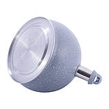 Чайник 3 л з нержавіючої сталі зі свистком Kamille з мармуровим покриттям та ручкою "soft touch" сірий, фото 2