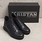 Чоловічі зимові шкіряні черевики ZG Black Red Premium Quality, фото 5