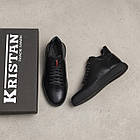 Чоловічі зимові шкіряні черевики ZG Black Red Premium Quality, фото 7