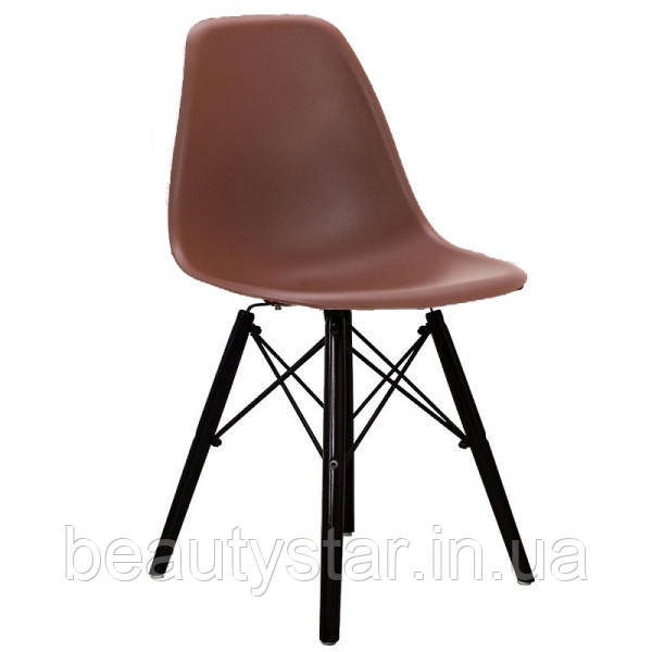 Стілець пластиковий без регулювання Тауер Вуд коричневий для клієнтів у зону очікування та кафе, фото 1