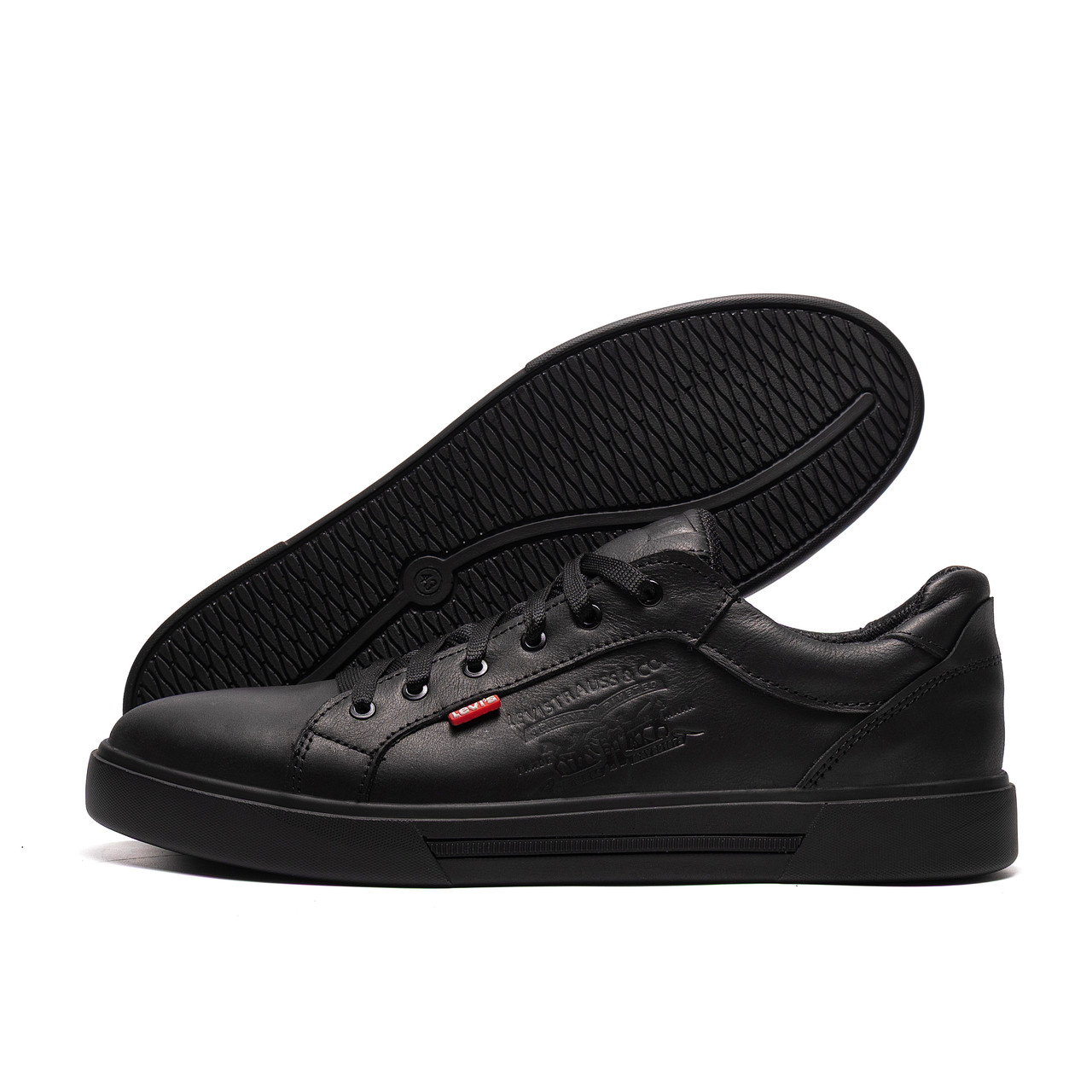 Чоловічі шкіряні кросівки Levis Black, фото 1