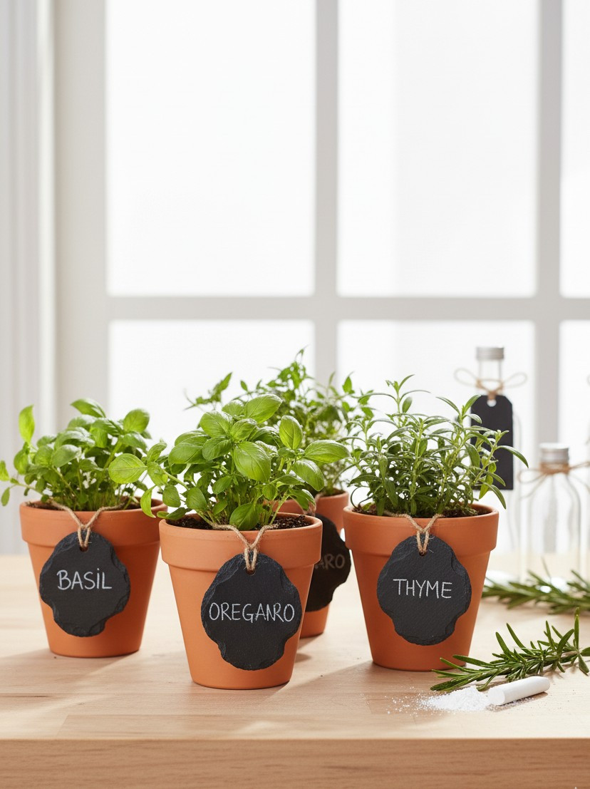 Бірка сланець для пляшки 8*5 см натуральний камінь. Маркування горщиків з травами та кімнатними рослинами, фото 1