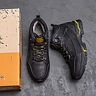 Чоловічі зимові шкіряні черевики Black, фото 9