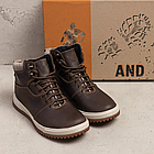 Чоловічі зимові шкіряні черевики LV brown Style, фото 5