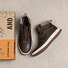 Чоловічі зимові шкіряні черевики LV brown Style, фото 6