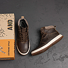 Чоловічі зимові шкіряні черевики LV brown Style, фото 10