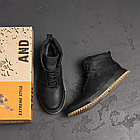 Чоловічі зимові шкіряні черевики LV black Style, фото 10