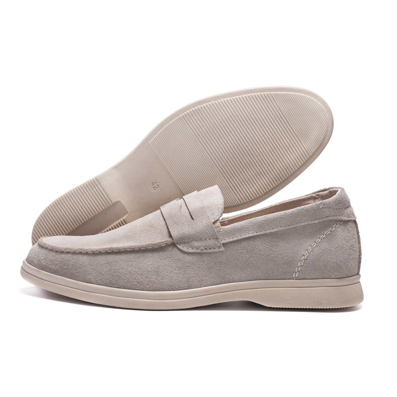 Чоловічі шкіряні лофери Beige, фото 1