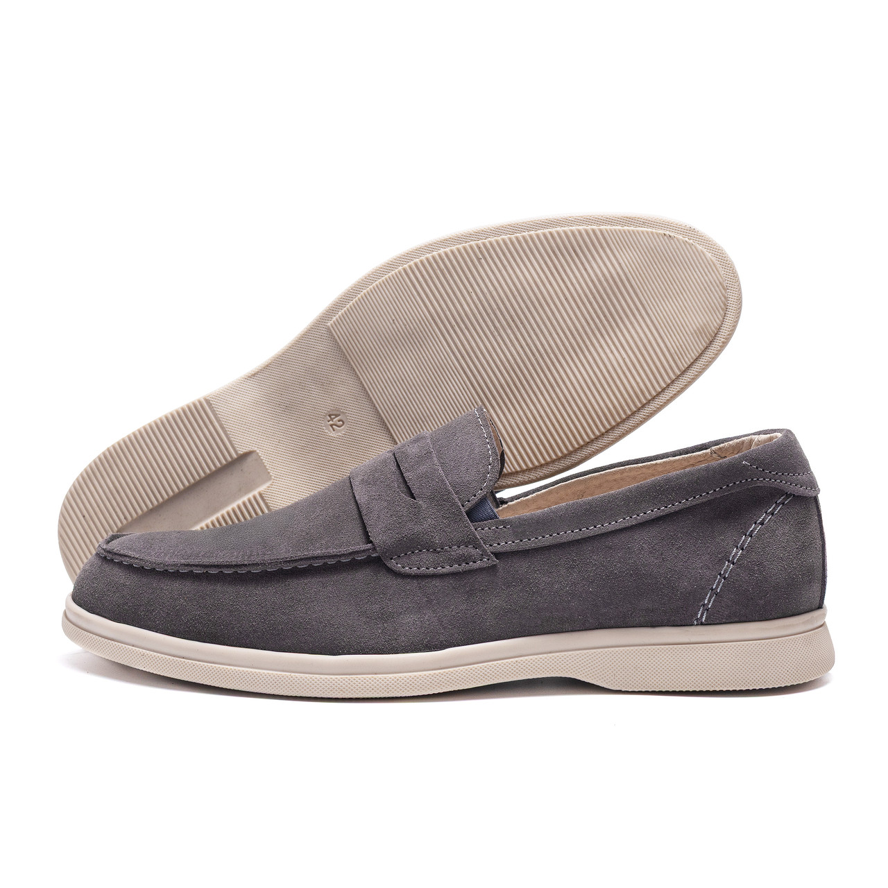 Чоловічі шкіряні лофери Light gray, фото 1