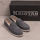 Чоловічі шкіряні лофери Light gray, фото 5