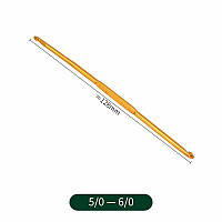 Гачок для в'язання металевий двосторонній довжина 13см, Ø5,0 на 6,0мм. Колір золотистий