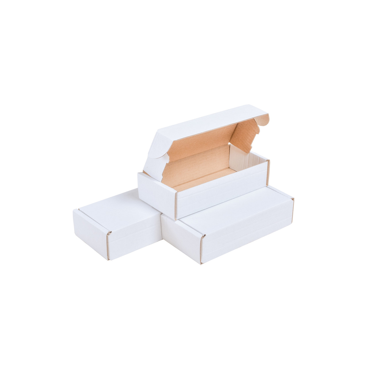 Самозбірні картонні коробки 140×70×35 мм білі, фото 1