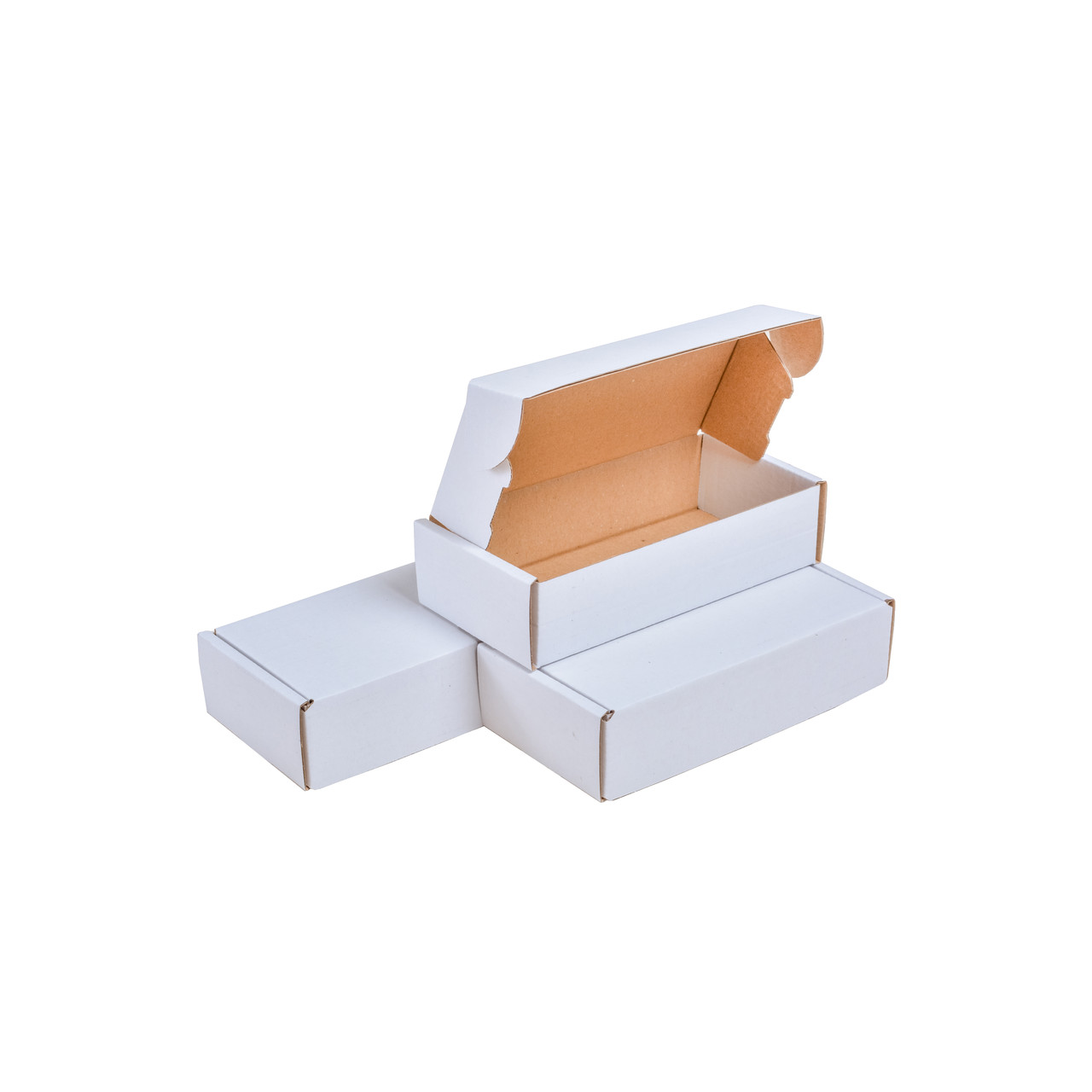 Самозбірні картонні коробки 160×80×40 мм білі, фото 1