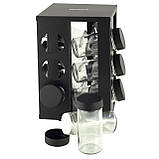 Набір ємностей для спецій 12 шт Ofenbach на квадратній підставці з нержавіючої сталі, фото 4