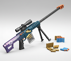 Іграшкова снайперська гвинтівка 76см з викидом гільзи Бластер з м'якими кулями EVA для фанатів Nerf