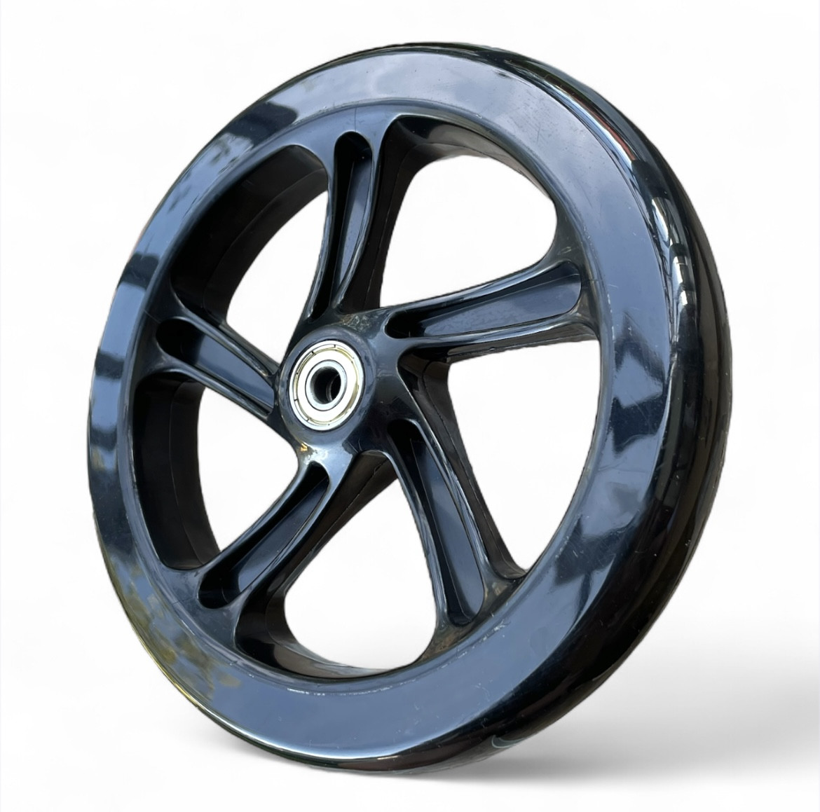 Колесо для самоката 175 мм × 30 мм, PU, з підшипниками 608, чорне, фото 1