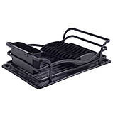 Сушарка для посуду Ofenbach (46,5х32х13,5 см) із алюмінію з піддоном чорна, фото 2