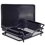 Сушарка для посуду Ofenbach (46,5х32х13,5 см) із алюмінію з піддоном чорна, фото 3