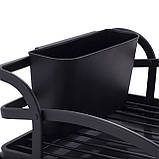 Сушарка для посуду Ofenbach (46,5х32х13,5 см) із алюмінію з піддоном чорна, фото 4