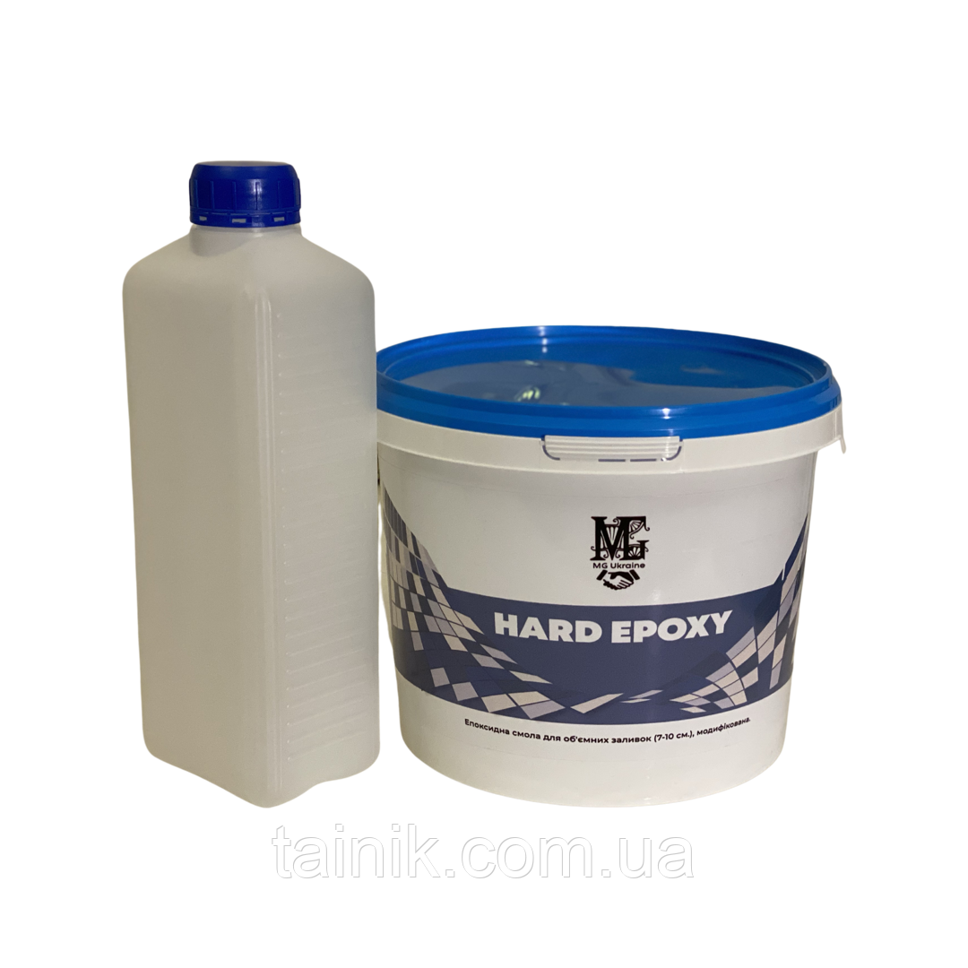 Смола епоксидна прозора HARD EPOXY для об'ємних заливок стільниць з затверджувачем (товщина шару до 7 см) 4кг