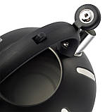 Чайник 2,5 л Ofenbach із нержавіючої сталі зі свистком чорний матовий зі смугами, фото 4