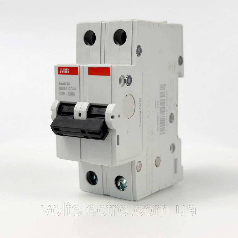 Автоматичний вимикач АББ Basic 2p 20A BMS412-C20, фото 1