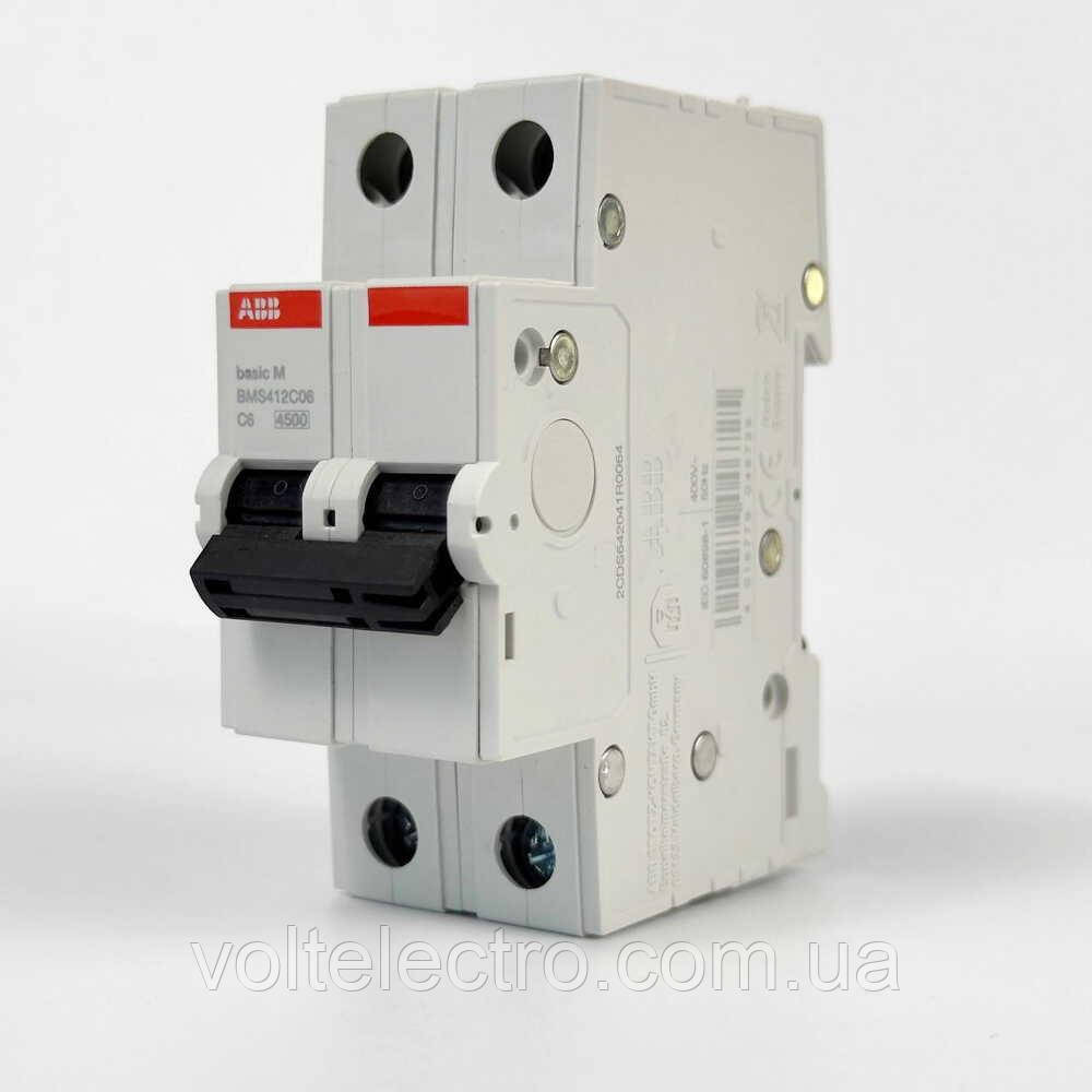 Автоматичний вимикач АББ Basic 2p 06A BMS412-C06, фото 1
