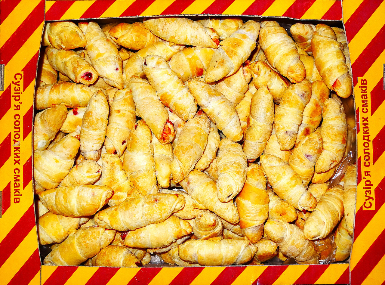 Печиво Рогалики з мармеладом вишня  (ящ. 2,1 кг), фото 1