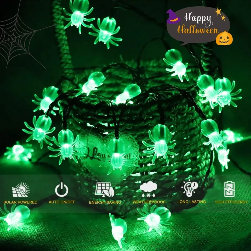 Світлодіодна гірлянда "Зелений Павук", 3 метри 20 лампочок на батарейках, фото 1