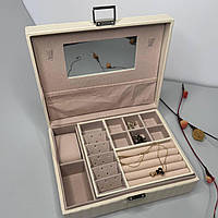 Подарункова скринька-органайзер для прикрас (бежевий, 24,5×19×8 см)