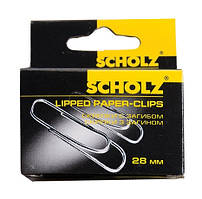 Скріпки Scholz №4702 28мм 100штук нікель з загином