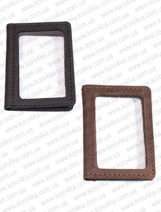 Обкладинка для карток з натуральної шкіри з подвійним віконцем, фото 1