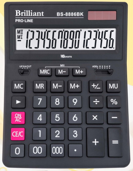 Калькулятор бухгалтерський Brilliant BS-8886BK на 16 разрядів (оригінал), фото 1